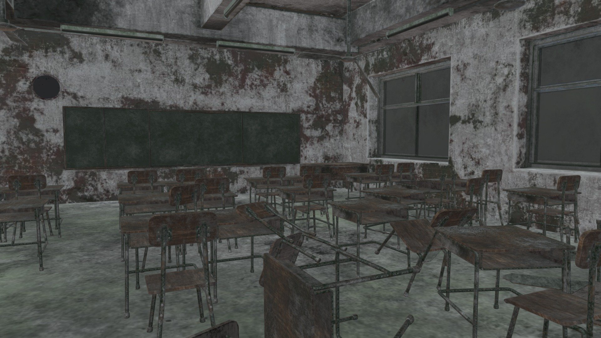 My take on abandoned school in the late 80s that has stood the test of time - abandoned school - Download Free 3D model by kiyosueshi 3d model