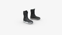 Futuristic High Top Canvas Boots high, flat, urban, top, stylish, shoes, boots, casual, canvas, dystopian, pbr, low, poly, futuristic, female, male, black