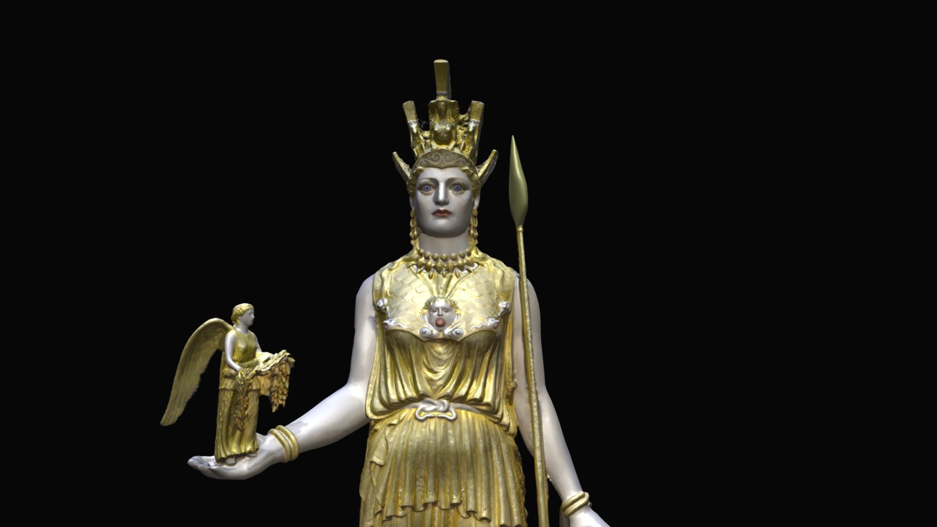 A model of Alan LeQuire's statue of Athena in the Parthenon in Nashville, TN. Made from photographs shot by Matthew R. Brennan, processed in Photoscan, and edited with Zbrush 3d model