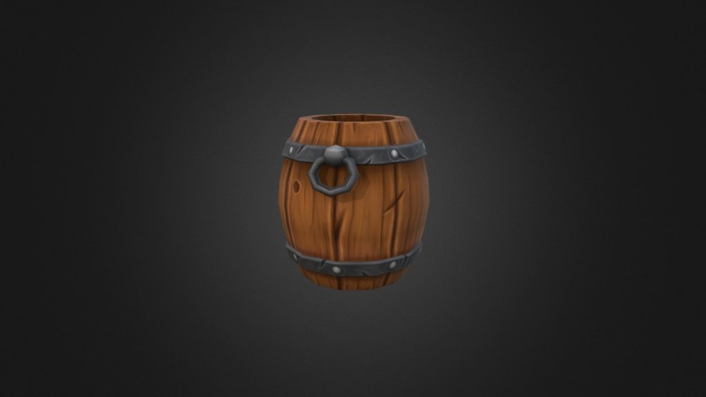 My first practice with Blender and hand painted - Cartoon Barrel - 3D model by Myriam 3d model
