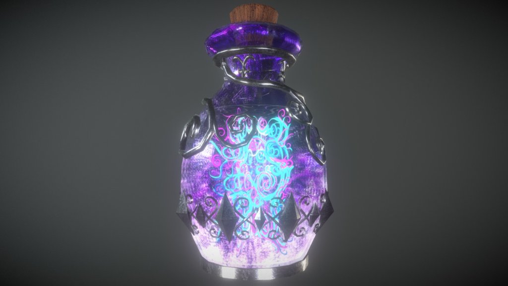 Potion Bottle made in Maya with 6068 triangles, textured with opacity and emissive maps in Substance Painter 3d model