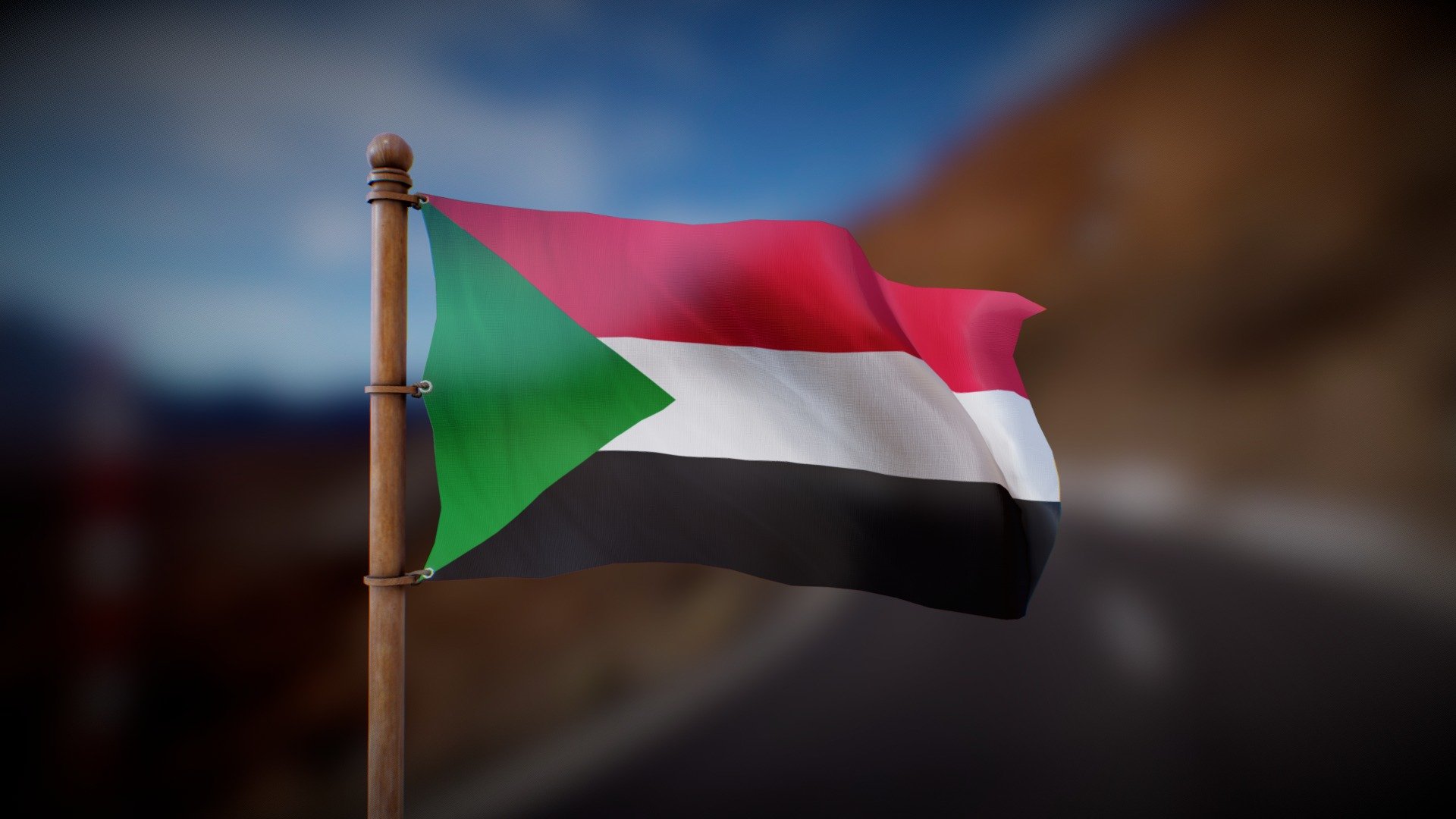 Flag waving in the wind in a looped animation

Joint Animation, perfect for any purpose
4K PBR textures

Feel free to DM me for anu question of custom requests :) - Flag of Sudan - Wind Animated Loop - Buy Royalty Free 3D model by Deftroy 3d model