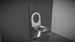 Stainless Steel WC (High-Poly) bathroom, furniture, toilet, wc, chrome, metal, stainless, stahl, metall, innenraum, badezimmer, rostfrei, 3dhaupt, toilette, einrichtung, animation, interior, steel