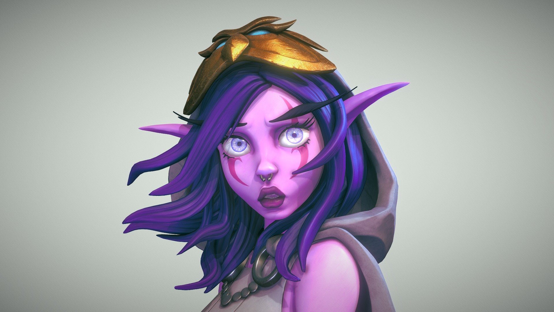 Created this to have fun and practice Maya.
Design by Anzka Nguyen - Night elf - 3D model by Marci Fabian (@marcifabian) 3d model