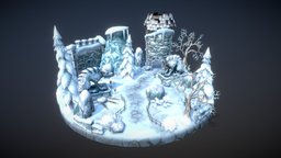 Winter_scene ruins, textures, rocks, game-art, game-ready, game-asset, low-poly-art, environment-assets, foliage-nature, treeslowpoly, environment
