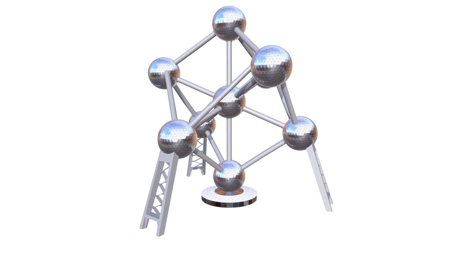 3D model of Atomium in Belgium, Brussel.

Made in Blender.

Medium poly, good quality.

Textures and materials included.



The Atomium is a landmark building in Brussels, originally constructed for the 1958 Brussels World’s Fair. It is located on the Heysel Plateau, where the exhibition took place. It is now a museum. Designed by the engineer André Waterkeyn and architects André and Jean Polak, it stands 102 m tall 3d model