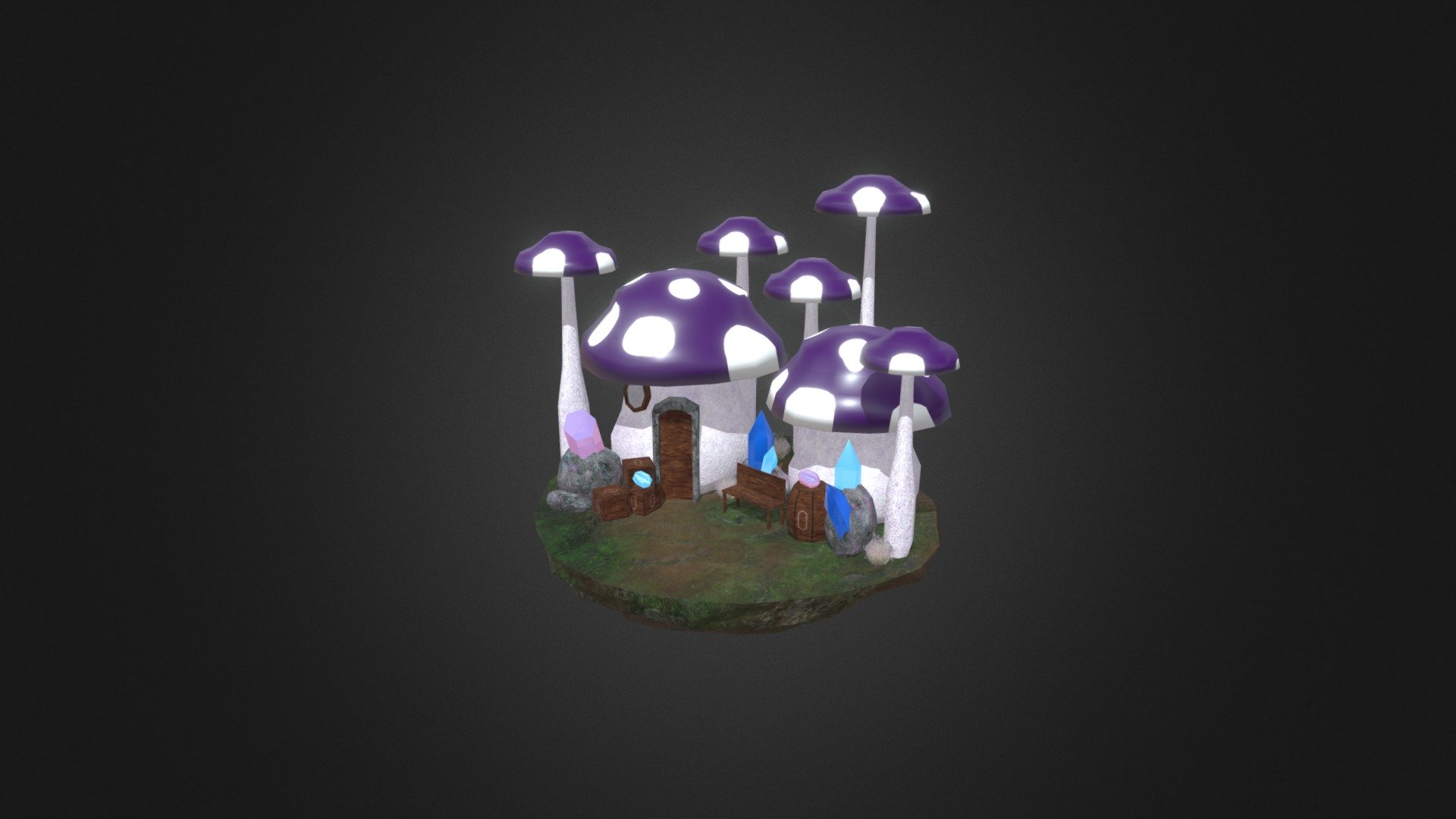 This is a little mushroom house for a fairy who collects crystals! - Mushroom House Diorama - Download Free 3D model by courina.camp 3d model