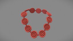 Female Tribal Clay Necklace ancient, tribal, indian, fashion, girls, accessories, brown, native, american, african, accessory, clay, womens, necklace, motifs, pbr, low, poly, female