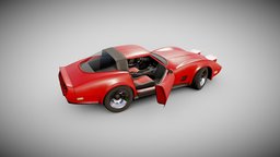 American race car chevrolet, chevy, american, unity, vehicle, gameasset, car, race, gameready, vette