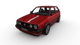 1992 classic, volkswagen, midpoly, eevee, mk2, 1992, 16v, packed, blender, cycles, textured, rigged, uniblend