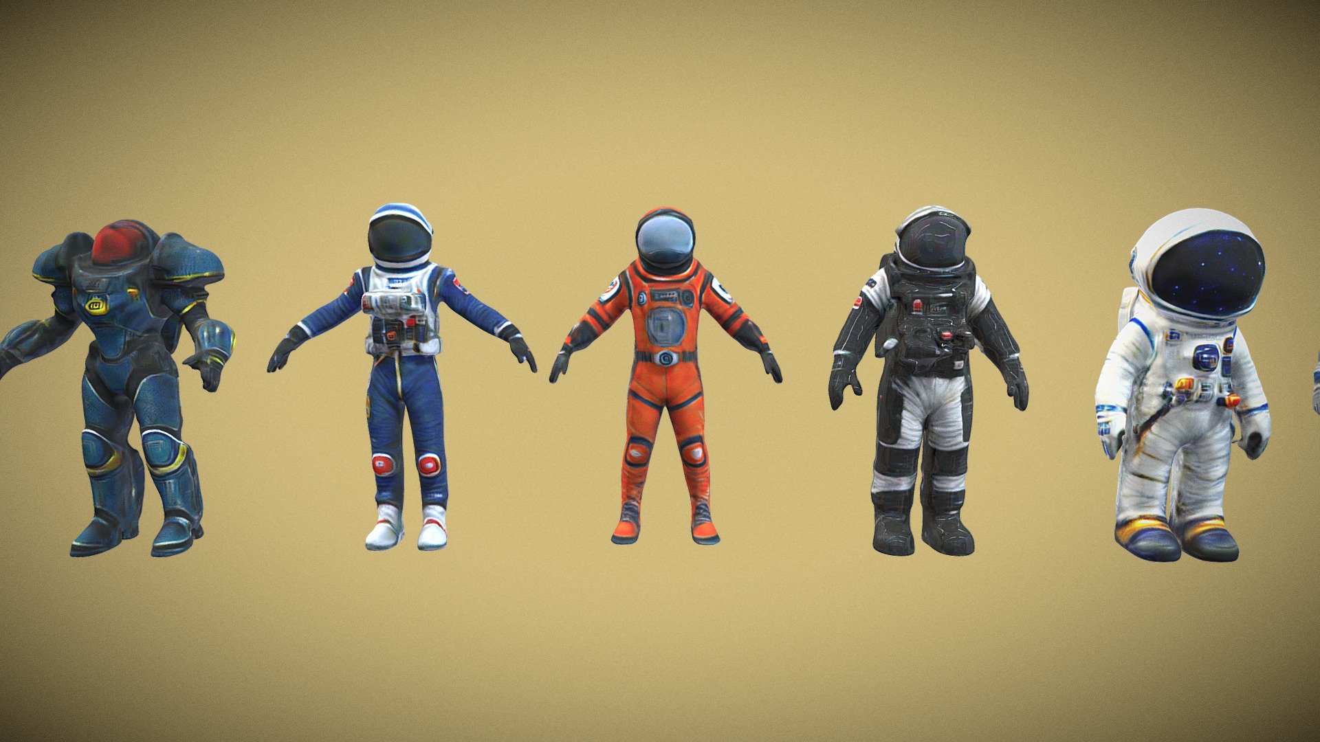 Some astronuts with suits 3d model