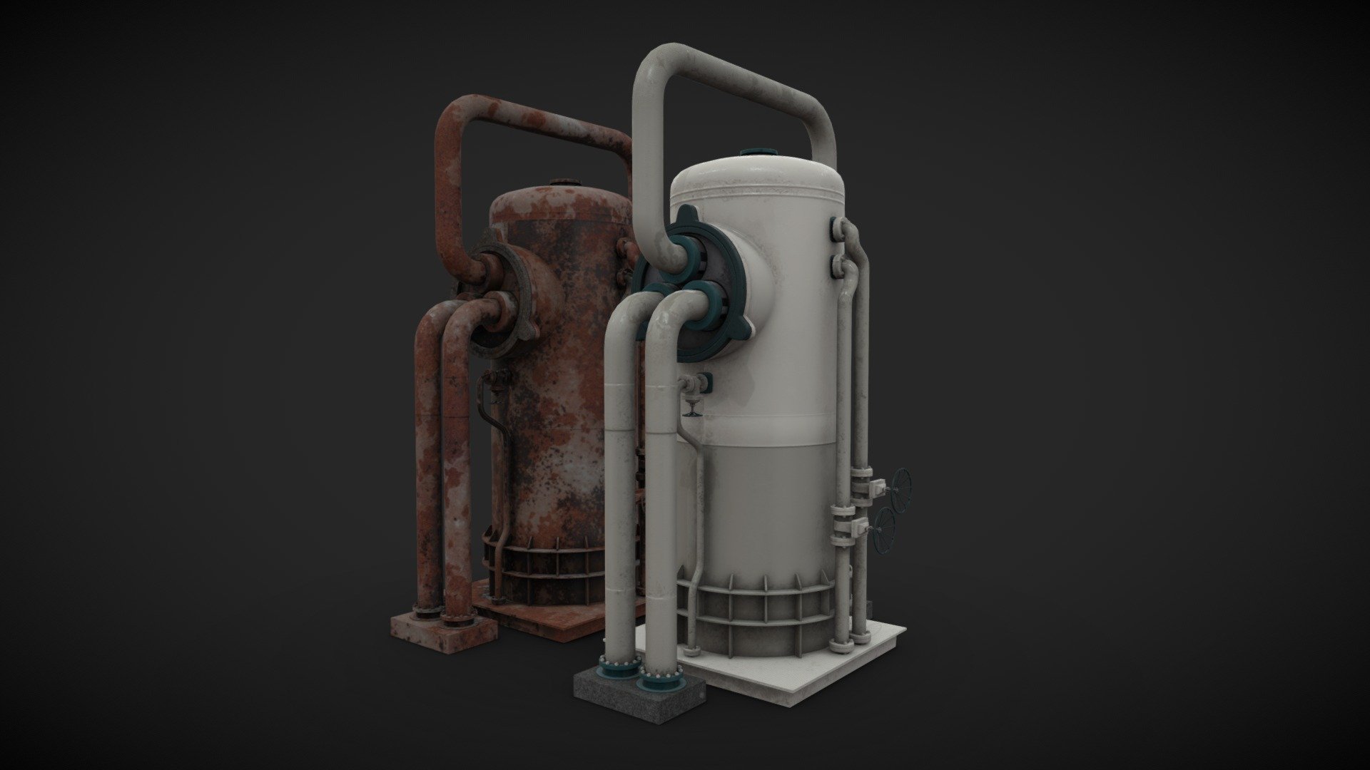 Gaz separator model for industrial visualizations 

Painted and rusted 

4k PBR PNG textures included 

Non overlapping UVs 3d model