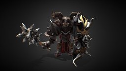 Beast Warlord beast, warrior, heavy, infantry, midpoly, warlord, mace, beastman, lowpoly, creature, monster, fantasy, knight, warrior-character