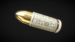 9mm luxurious bullet white, luxury, 9mm, bullet, golden, substancepainter, substance, 3dsmax, weapons, guns, gold