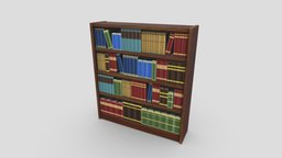 Stylized Low Poly Wooden Bookshelf