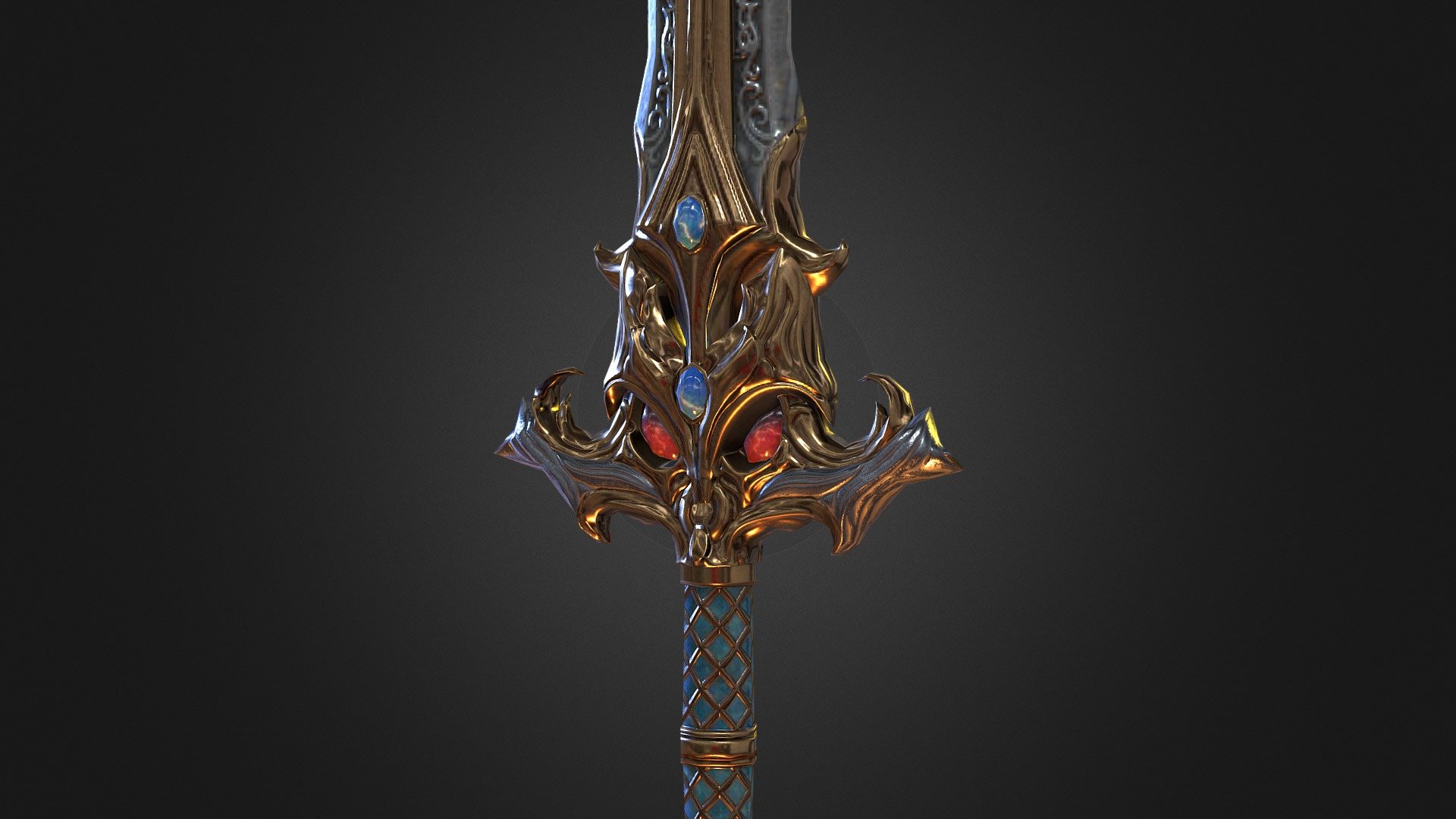 Supporting creating weapon in Iron Blade, 2600 tris, 1024 texture, Modeled in 3ds max and sculpt in zbrush Textured in substance painter Concept by Iron Blade concept artist 3d model