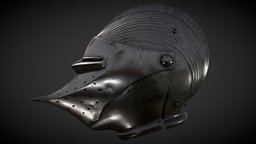 Helmet with Beaked Visor armor, armour, renaissance, metal, museum, beak, visor, livrustkammaren, armoury, realitycapture, photogrammetry, helmet, knight, royal, steel, lernestal