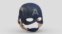 Captain America Helmet PBR Realistic comics, marvel, comic, piece, equipment, superhero, america, american, captain, offensive, head, mask, defensive, movie, cosplay, protective, book, game, helmet, fantasy, gear