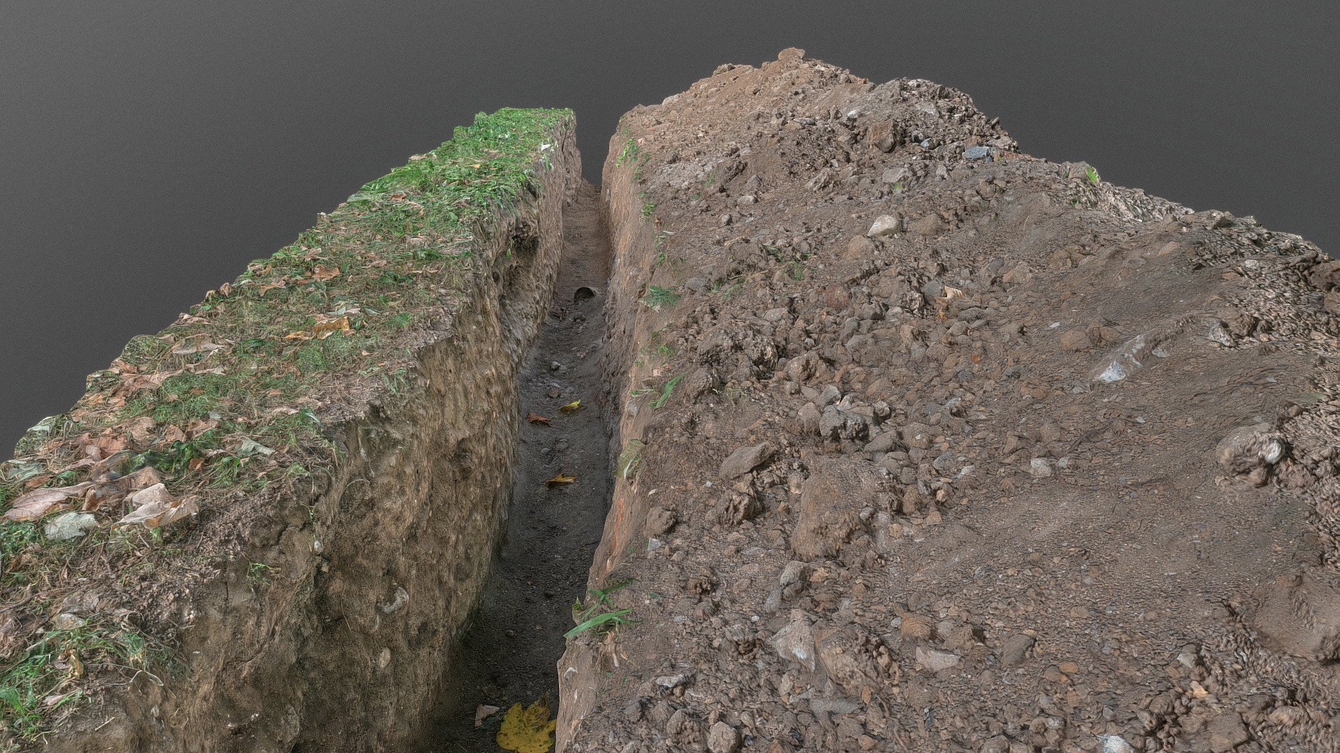 Construction dig site excavation building ground earth work, dug-out trench ditch, probably for Cable broadband fiber repair works dig technical site inspection

Photogrammetry scan 210 x 24MP, 3x16K textures + HD normals - Construction site dug-out cable trench ditch - Buy Royalty Free 3D model by matousekfoto 3d model