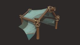 Tent (Hight Poly to Low Poly) tent, gameprop, gametextures, game, gameasset, gametent