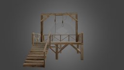 Gallows object, wooden, prop, item, western, low-poly, lowpoly