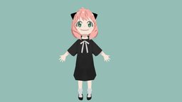 Anya Forger spy, cute, little, family, kawaii, anya, forger, character, low-poly, girl, lowpoly, fantasy, anime, spyxfamily, spyfamily