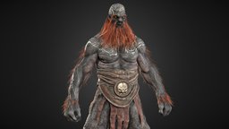 Gate keeper hair, leather, cloth, orc, creatures, pants, mystical, mystic, asian, detailed, beard, rope, midpoly, chinese, realistic, mythology, belt, real-time, bodypaint, digital3d, eyebrows, veins, 4ktextures, realtimehair, baggypants, charactermodeling, lowpoly, gameart, skull, digital, monster, fantasy, realtimebeard
