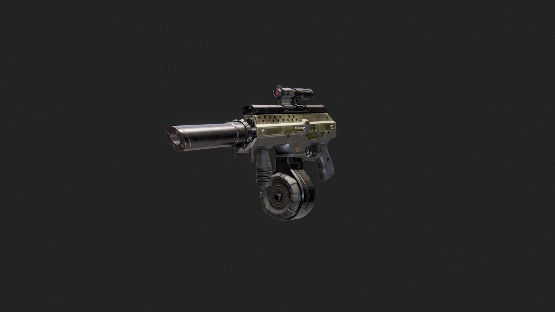 SMG model created with the concept of a breathtaking Kris Thaler (https://www.artstation.com/kristhaler). Decided to recreate textures and attachments with my own style. 
2x4k texture sets - 10mm Submachine gun - 3D model by Epsilon_411 (@Epsilon411) 3d model