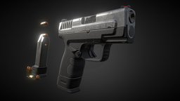 Sub-Compact 9mm Handgun weapon, lowpoly, 3dmodel, gun, gameready