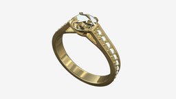 Gold Diamond Ring Jewelry 02 jewel, luxury, jewelry, wedding, gift, diamond, engagement, romance, precious, gemstone, marriage, brilliant, 3d, pbr, stone, ring, gold, carat
