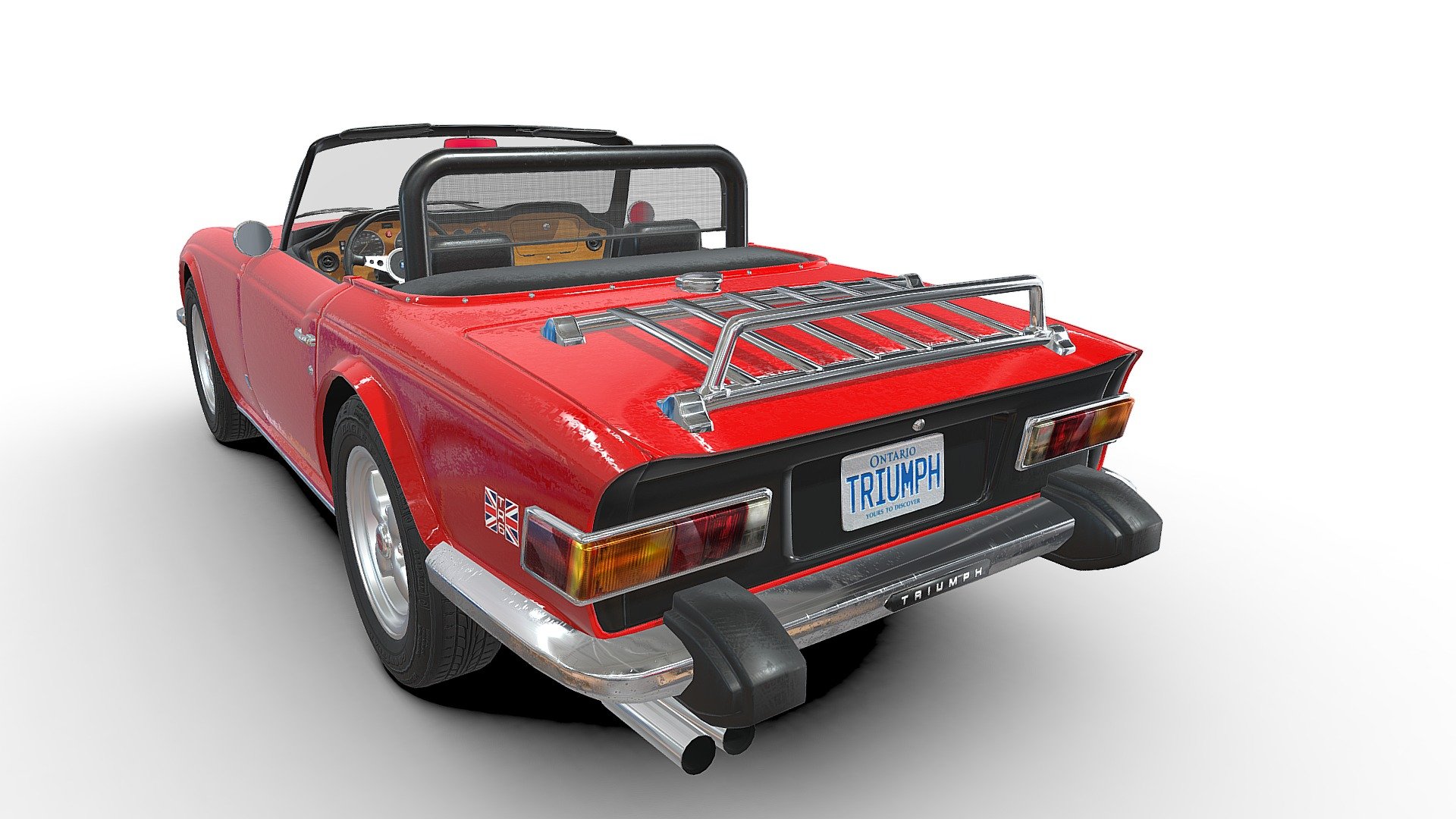 MODEL MADE FROM CLIENTS REFERENCE (Bring a Trailer auction)

Detailed model of a 1975 TR6. 

Polycount : 100k Tris.

Modelled in Blender and Textured in Substance Painter.

Please credit me if you use it :) - 1975 Triumph TR6 - Download Free 3D model by rickymovement 3d model