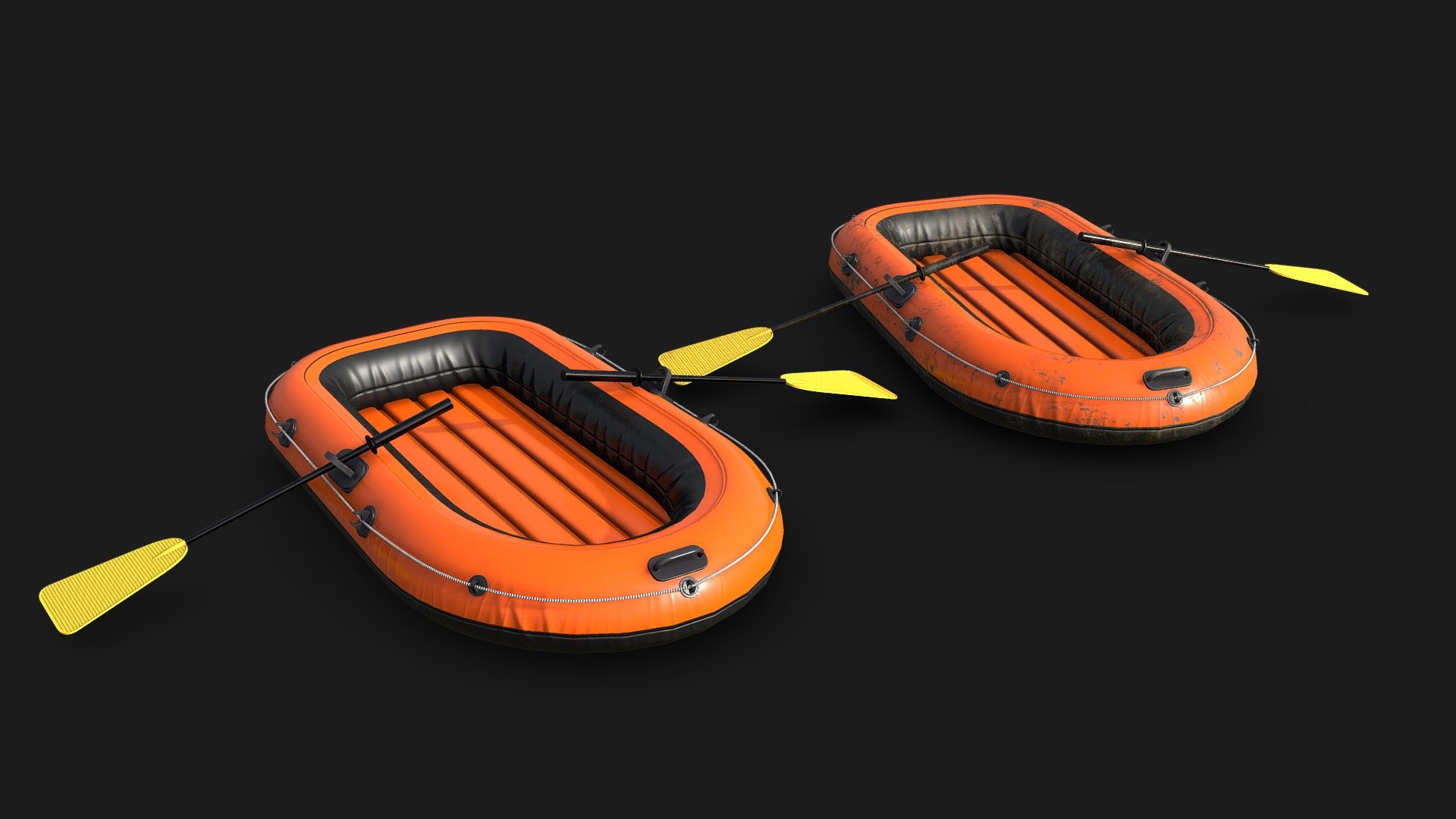 Rubber Boat for survival games

Features:


Lowpoly
PBR
4K Textures
10k tris

Files:


FBX
OBJ
MAX (2017)

Maps:


Diffuse
Roughness
Metallic
Normal
AO

OBS: DIRT AND CLEAN TEXTURES INCLUDED 3d model