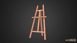 [Game-Ready] Wood Easel scanning, drawing, 3d-scan, painting, easel, wood-stand, photogrammetry, 3d, art, wood, noai, 3d-scanned-object, wood-easel, art-accessary, art-standing