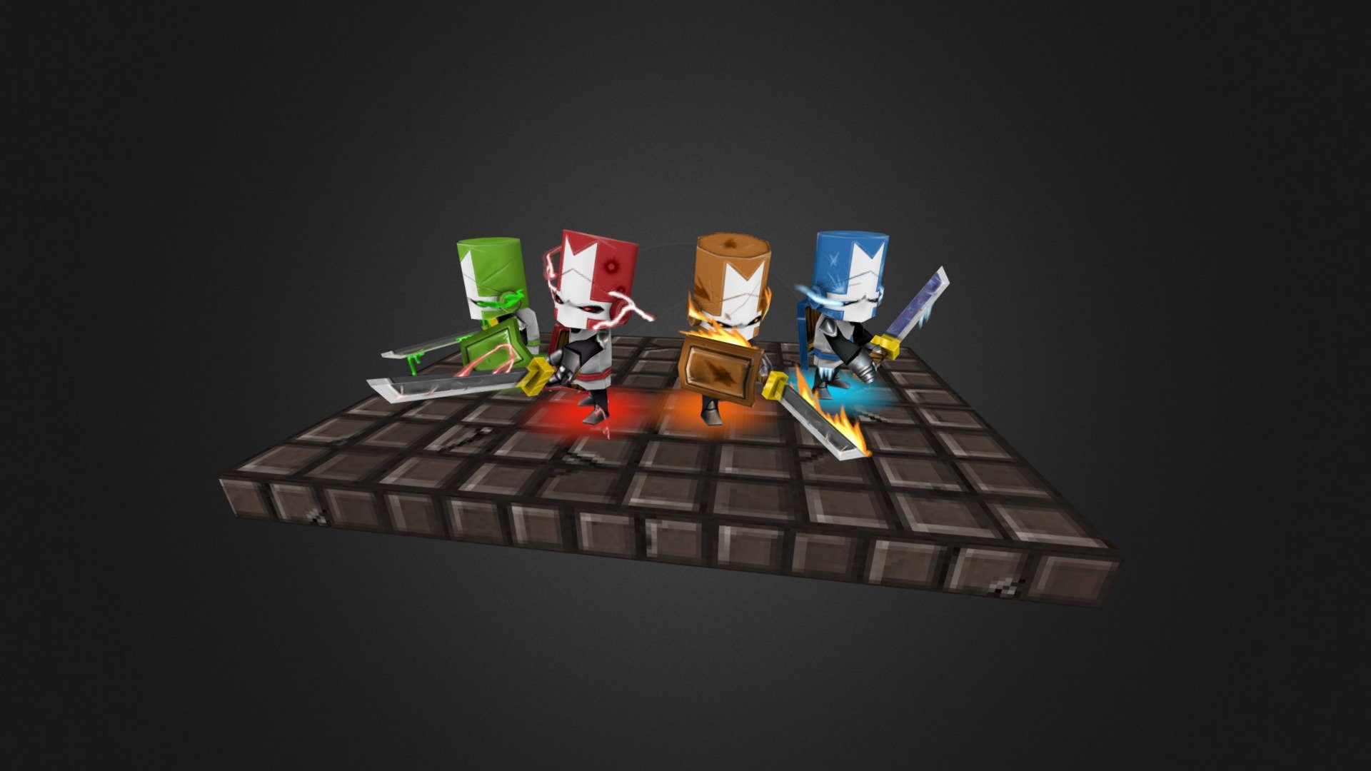Castle Crashers low poly fan art. Each knight is 576 Tris and 256x256 texture. cg.danzo@gmail.com - pose_group.zip - 3D model by danzo 3d model