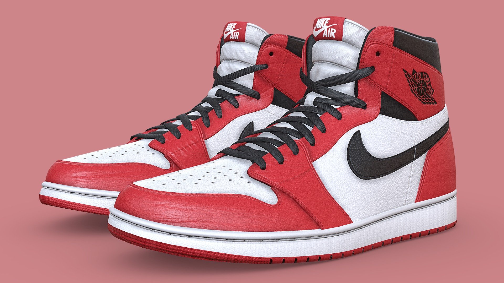 Game Ready, optimized version of my Jordan 1 shoe

This Low Poly version is included in the full version available here:
https://sketchfab.com/3d-models/jordan-1-retro-high-og-chicago-1857e55a24fb445d876c20a164a037ec

This version features an optimized mesh. High Poly detail on the sole has been replaced with a baked normal map and the rest of the model has been streamlined to reduce the polycount 3d model
