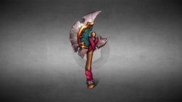 Axe Stylized fighting, game-asset, weapon, military