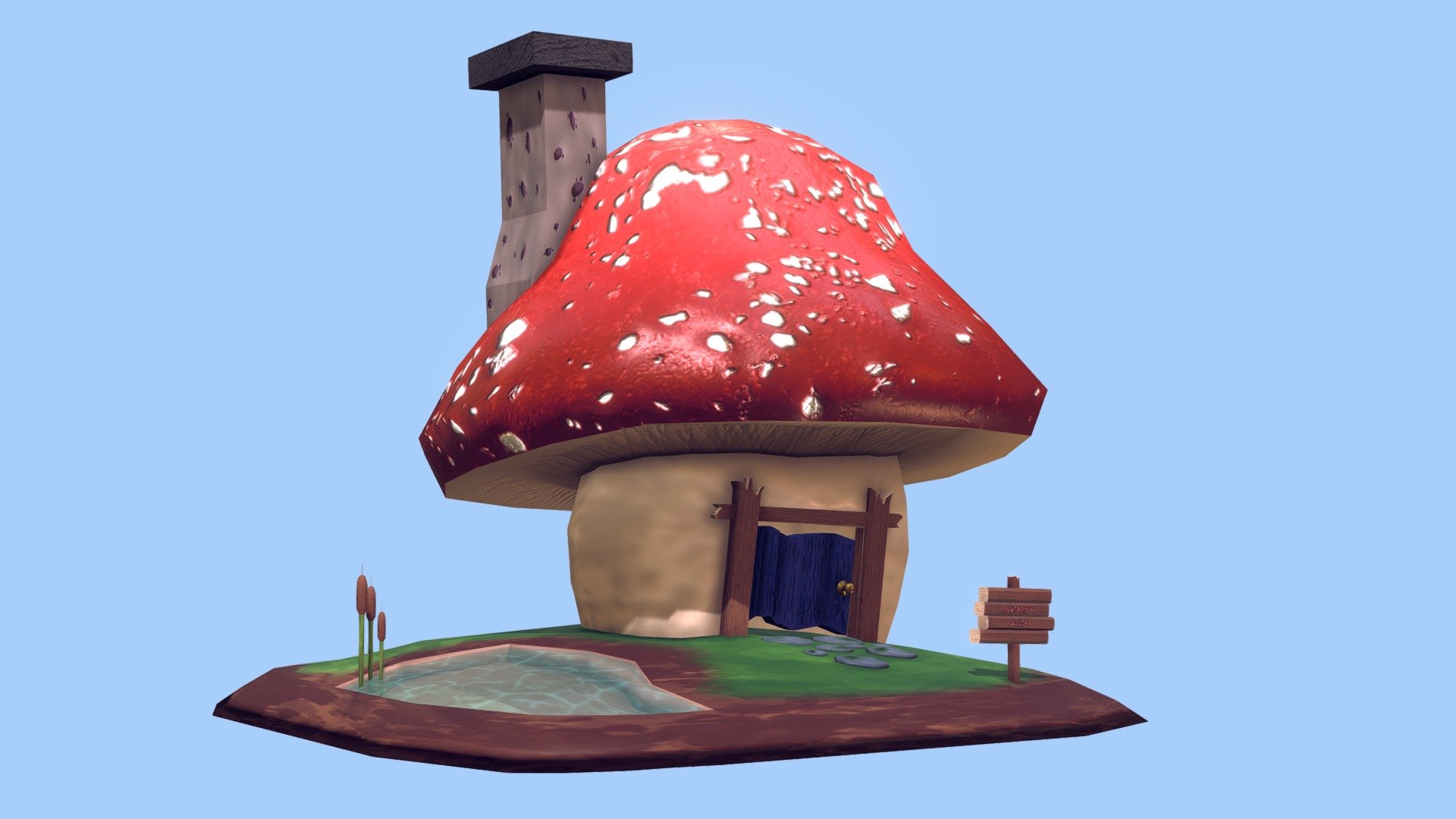 A cute little Musroom house I made to practice texturing ^^ - Mushroom House - 3D model by lindsay_jurcina 3d model