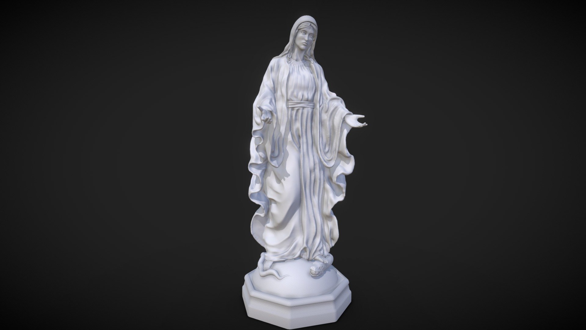 A Statue of the Blessed Virgin Mary to be 3D printed - Virgin Mary Statue - 3D model by Bryan T (@BT73) 3d model