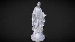 Virgin Mary Statue sculpt, cloth, b3d, figure, catholic, figurine, jesus, statue, woman, mary, christian, folds, character, girl, female, human, clothing