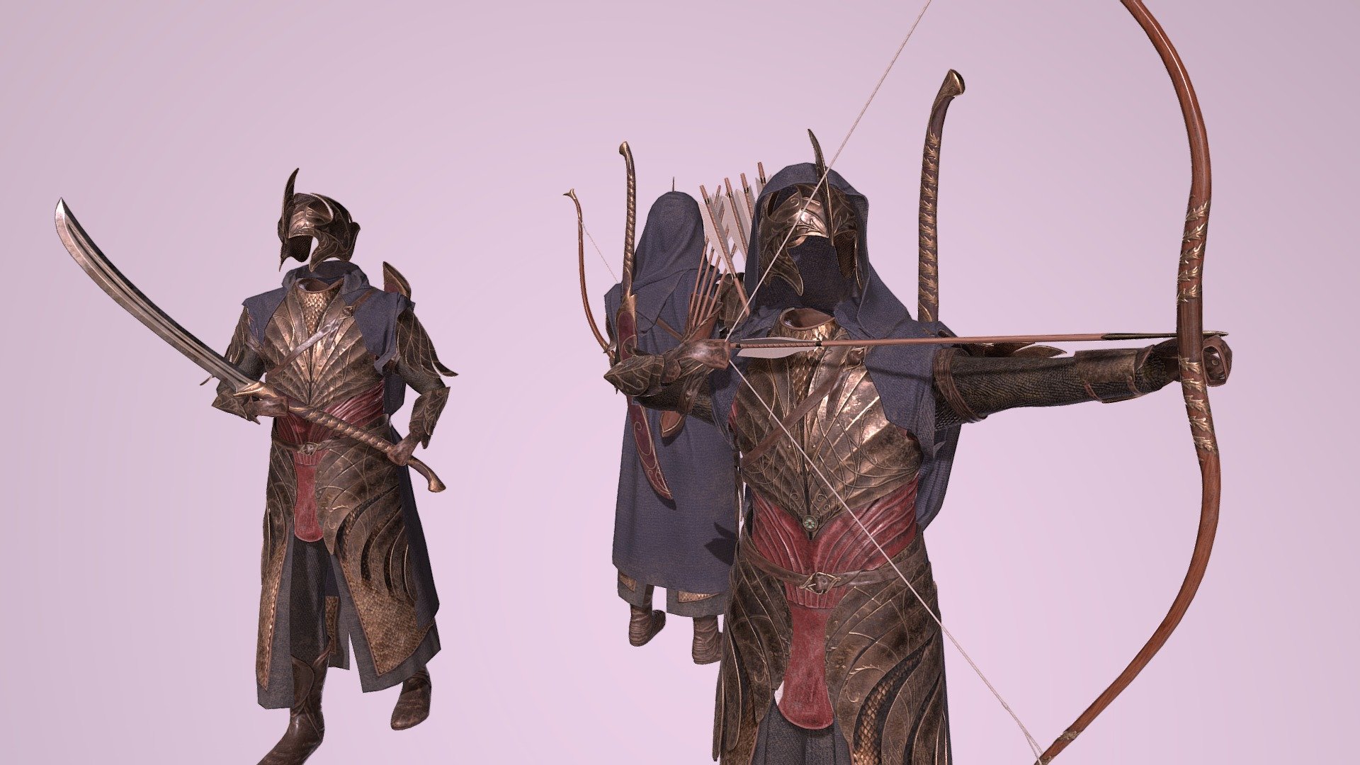 Elven warriors as seen in the Lord of the Rings: The Two Towers 3d model