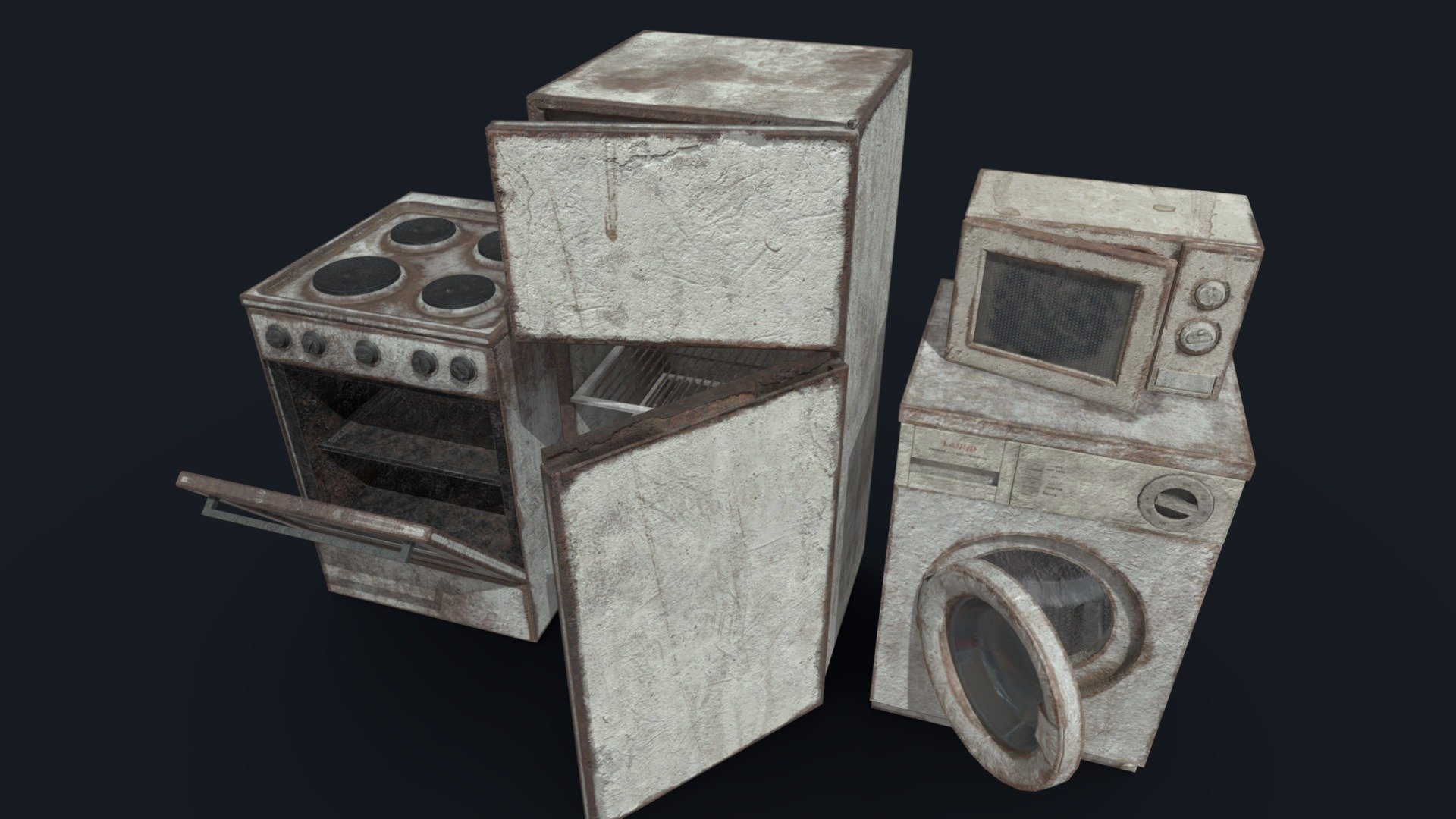 Old abandoned kitchen appliances. The low-polygon set is suitable for filling game scenes in the style of horror, post-apocalypse, and cyberpunk. Can also be used as trash in an urban setting.
Purchase:
https://www.artstation.com/a/24225173 - Abandoned Kitchen Appliances - 3D model by Crazy_8 (@korboleevd) 3d model