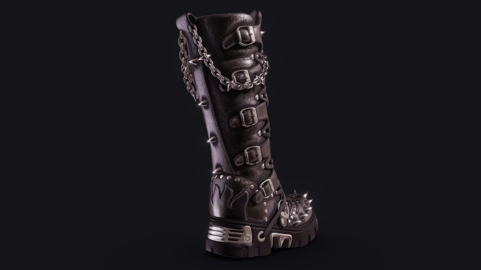 A cool gothic punk boot, made in Blender 2.83.3 3d model