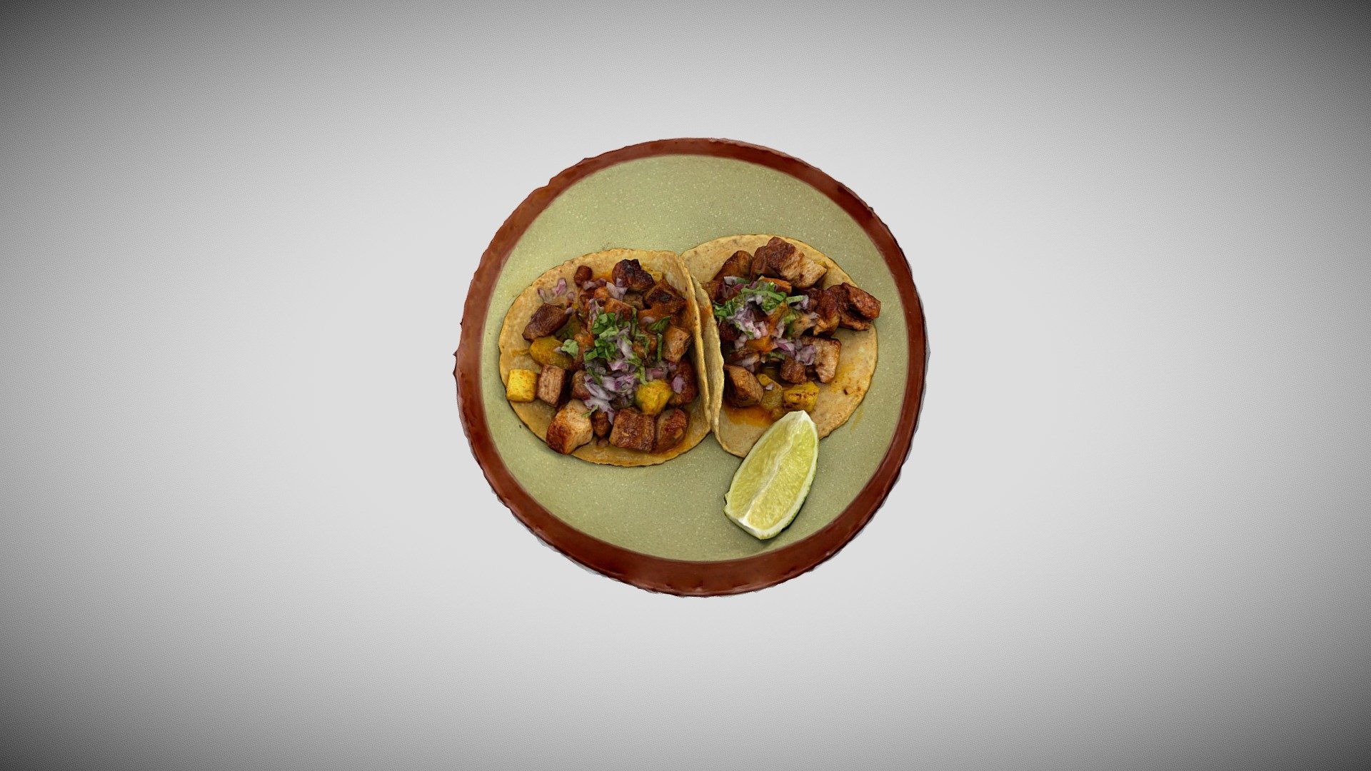 Spit-roasted pork shoulder | pineapple | roasted salsa | onions | cilantro - COPITA AL PASTOR TACOS - Buy Royalty Free 3D model by Augmented Reality Marketing Solutions LLC (@AugRealMarketing) 3d model