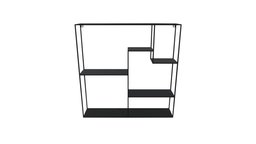 Free 3D Black Steel Shelf interior design storage, archviz, shelf, furniture, shelves, metallic, racks, architecture, design, house, home, interior, black