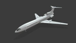 Tupolev Tu-154 Blank with Levels of Detail (LOD) white, airplane, soviet, civil, russian, russia, union, aircraft, ussr, tu, tupolev, tu-154, 154, blank, tu154-m, plane, tu154