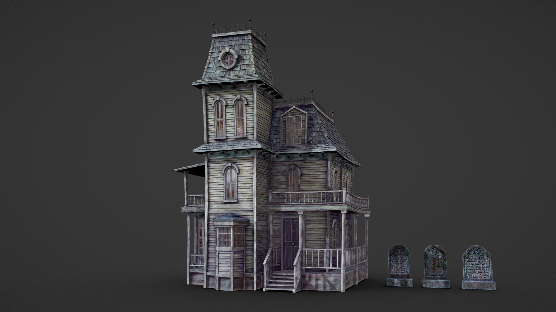 One year ago today I uploaded my first exercise with unreal. I made a short video as if the house was filmed by someone from a mobile, you can see it here on artstation. 

 - Victorian Haunted House - Buy Royalty Free 3D model by Dark Mermaids (@darkmermaids) 3d model