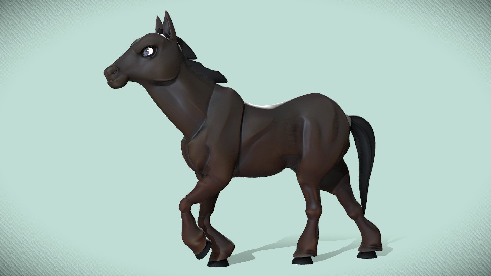 An animated cartoon horse I've made with Blender and Gimp 3d model