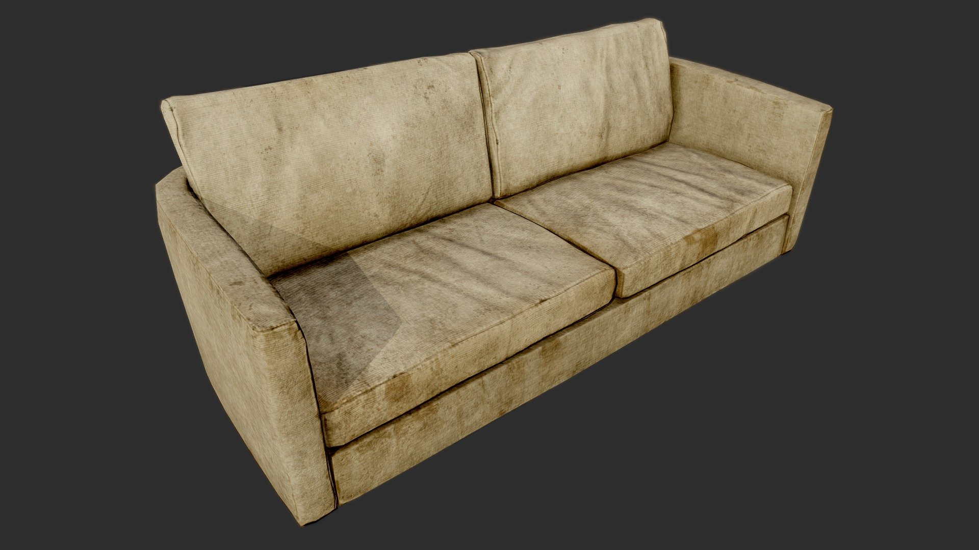 Old Dirty Couch 02 Beige - PBR

Very Detailed Low Poly Beige Old Cotton Couch / Sofa with High-Quality PBR Textures.

Fits perfect for any PBR game as Decoration etc. like Post Apocalyptic Environment or Horror Games for example

Created with 3DSMAX, Zbrush and Substance Painter.

Standard Textures
Base Color, Metallic, Roughness, Height, AO, Normal, Maps

Unreal 4 Textures
Base Color, Normal, OcclusionRoughnessMetallic

Unity 5/2017 Textures
Albedo, SpecularSmoothness, Normal, and AO Maps

2 x 4096x4096 TGA Textures

Please Note, this PBR Textures Only. 

Low Poly Triangles 

3778 Tris
1901 Verts

File Formats :

.Max2018
.Max2017
.Max2016
.Max2015
.FBX
.OBJ
.3DS
.DAE - Old Dirty Couch 02 Beige - PBR - Buy Royalty Free 3D model by GamePoly (@triix3d) 3d model