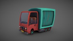 Cartoon Truck truck, shadeless, unlit, sketchfabweeklychallenge, substancepainter, maya, handpainted, cartoon, car, noai