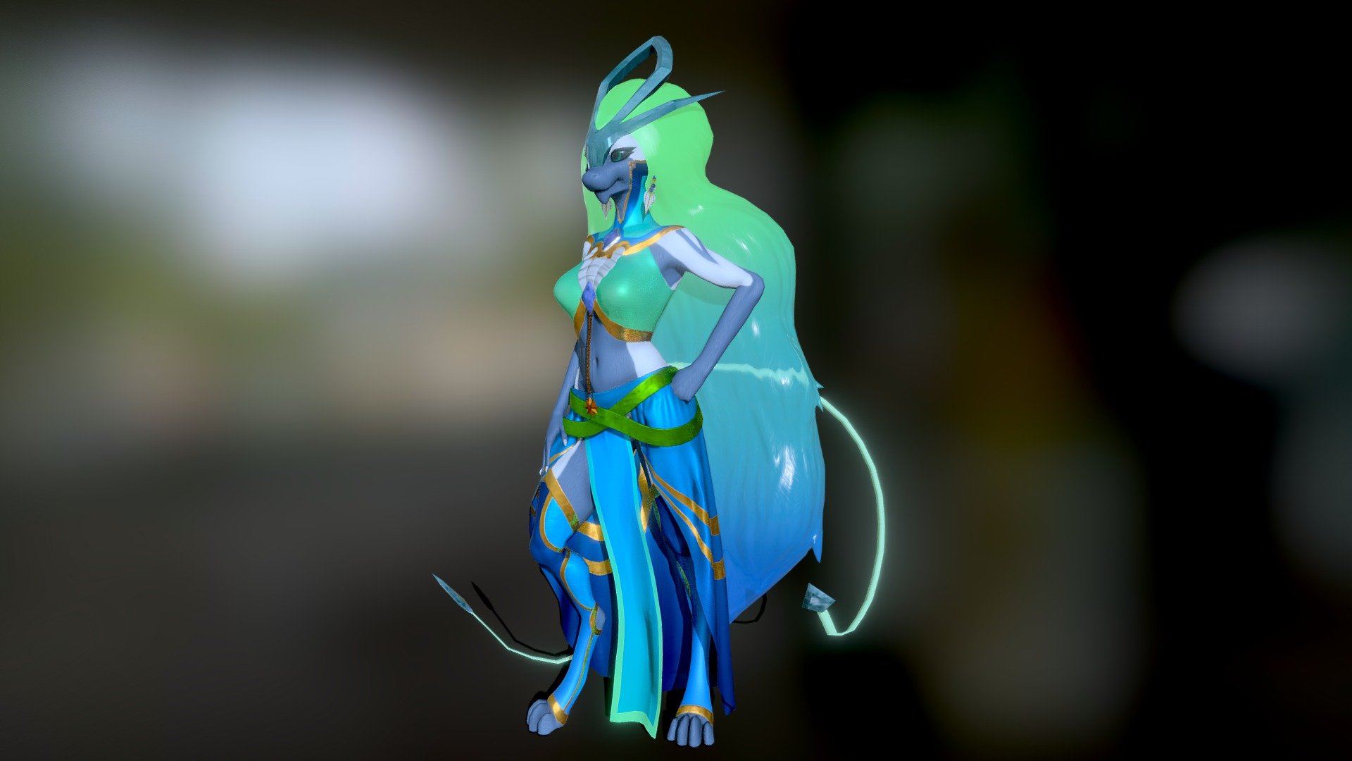 Dress Version of AstralMelodia Suicune Sona; 
This one was the hardest for me since I'm not that used to doing clothing - Astral Dress - 3D model by L.u.X 3d model